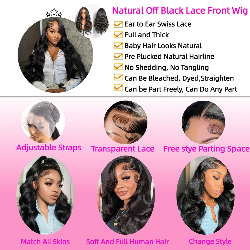 Body Wave 13x6 HD Lace Frontal Wig Brazilian 30 38 Inch Body 200 Density 13x4 Transparent Lace Frontal Human Hair Wigs For Women