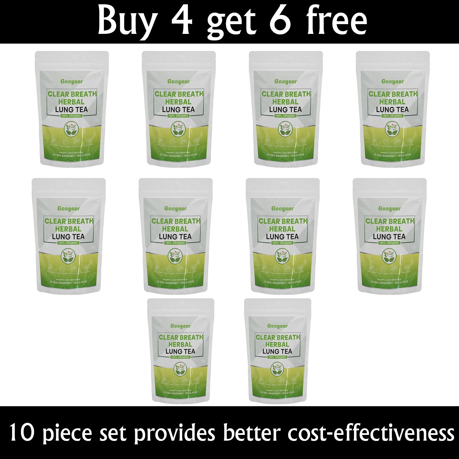 GOOGEER Clear Breath Herbal Lung Tea Herbal Respiratory Supplement for Lung Cleanse Support Better Respiratory Immune Function