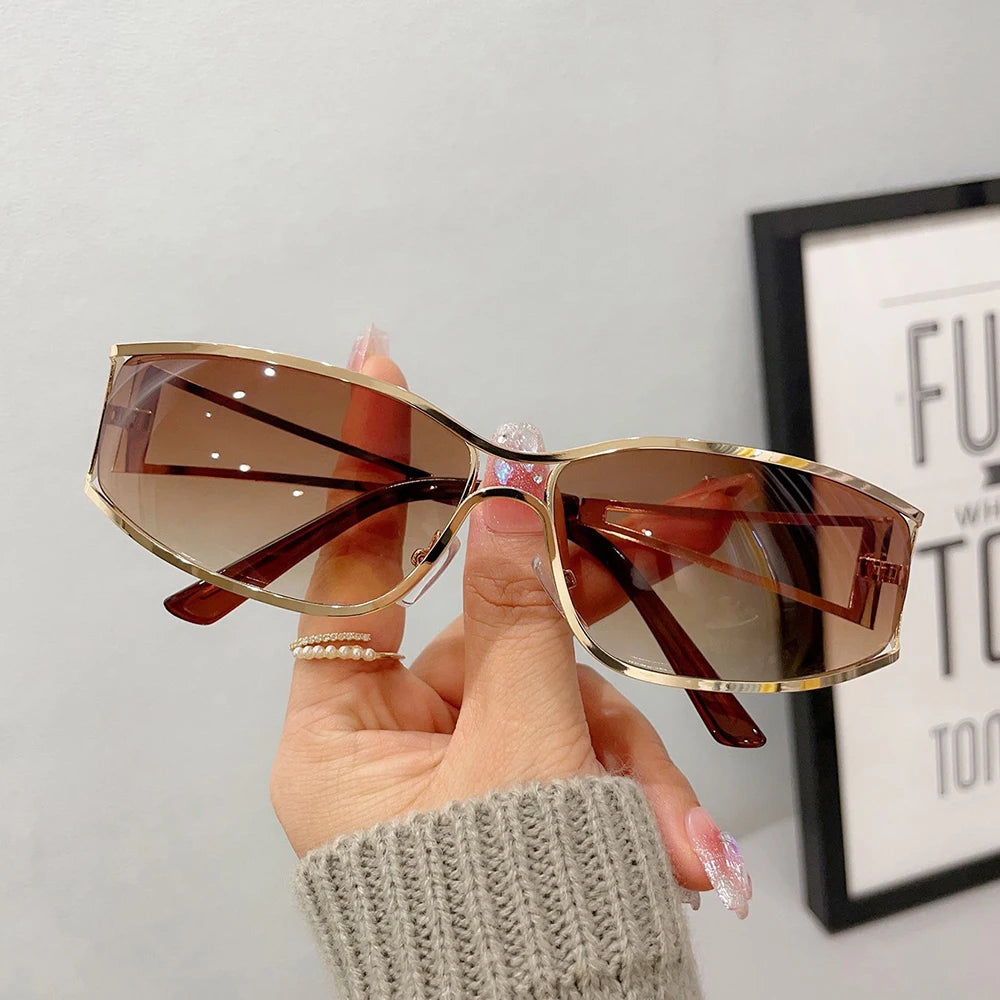 Y2K Women's Sunglasses New Punk Motorcycle Goggles Trendy Fashion Men Sports Driving Sun Glasses Vintage UV400 Riding Shades