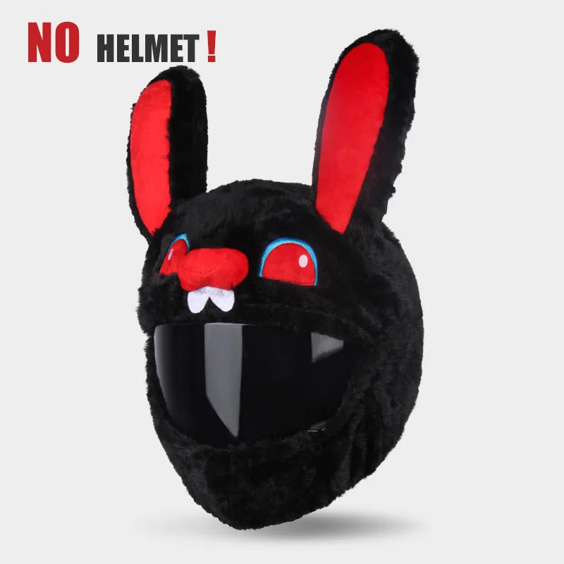 Uchoose Motorcycle Helmet Cover Cartoon Plush Helmets Hat With Crazy Large Flexible Ears Funny Helmet Protective Case For Riding