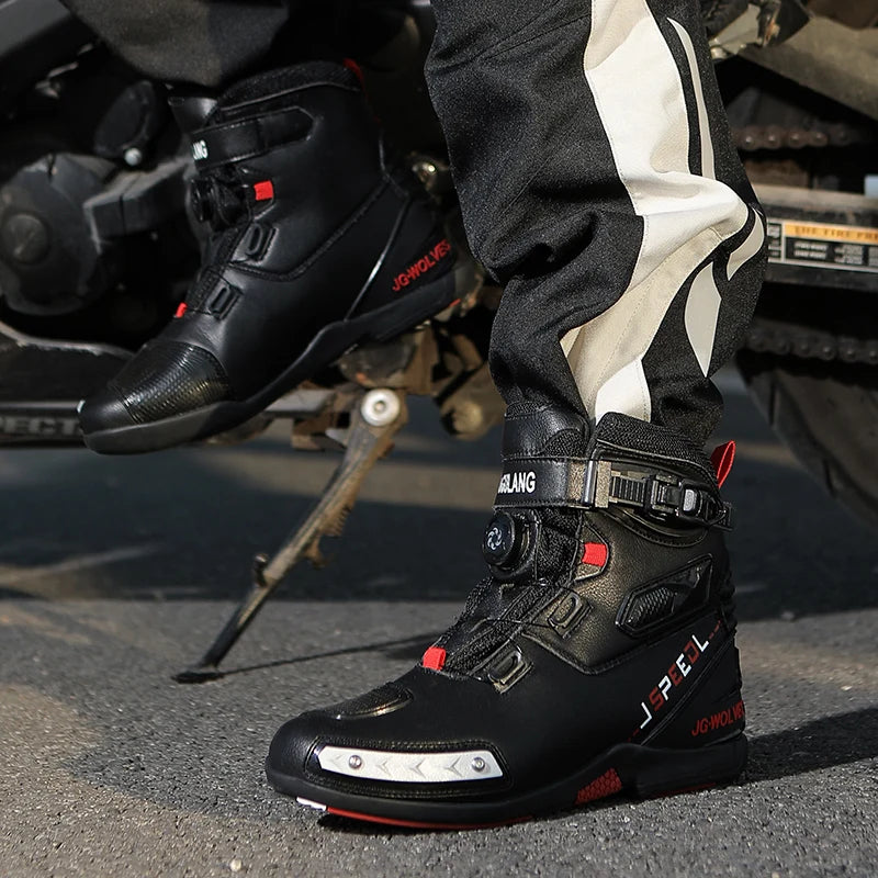 New Motorcycle Boots Men Leather Motos Breathable Anti Slip Wear-resistant Riders Boots Motorbike Racing Ankle Length Shoes