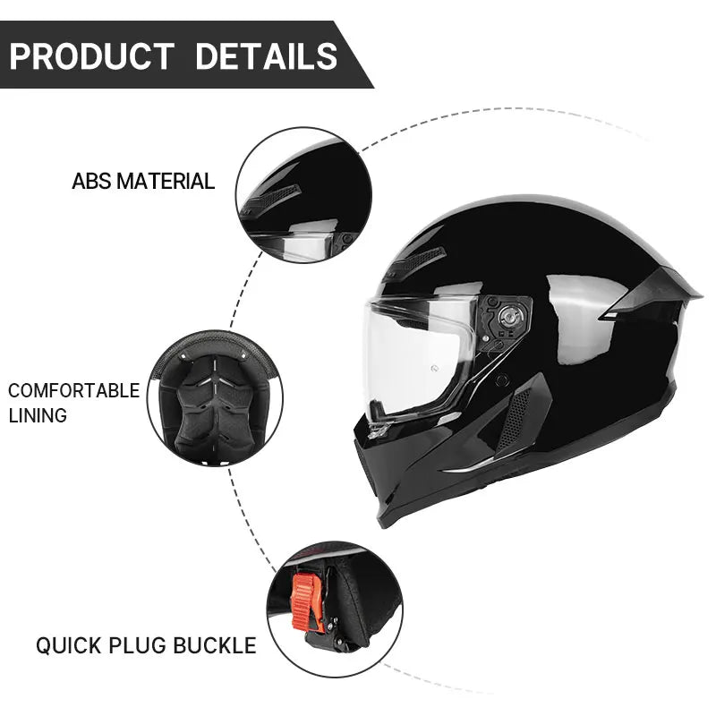 Personalized Retro Black Motorcycle Helmet Men Women Full Helmet for Motorcycles DOT Cover Suitable for All Seasons and Anti-Fog
