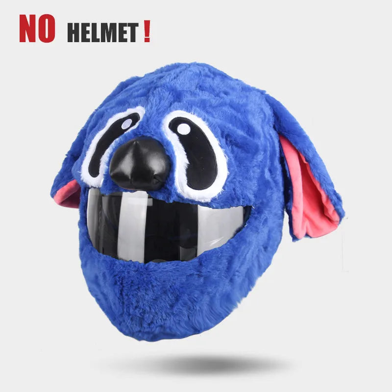 Uchoose Motorcycle Helmet Cover Cartoon Plush Helmets Hat With Crazy Large Flexible Ears Funny Helmet Protective Case For Riding
