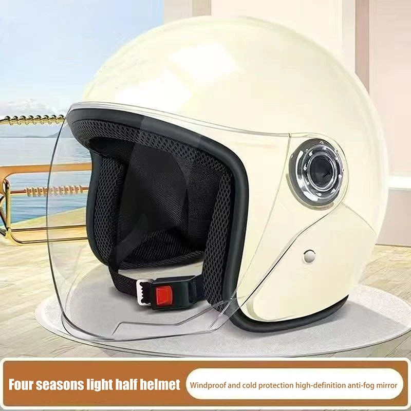 1 Piece Men Woman Electric Riding Lens Helmet Four Seasons Comfortable Ventilation Adjustable Motorcycle Safety Helmet