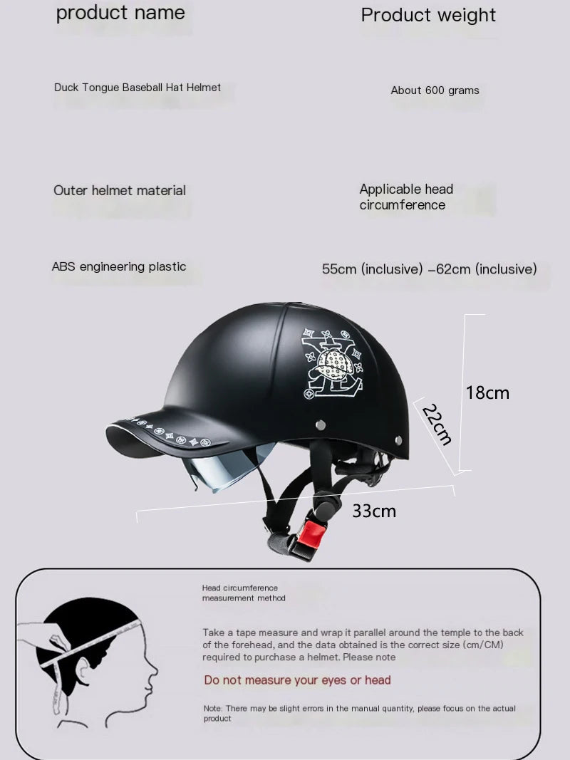 motorcycle helmet Men Women 2025 New Unisex Baseball-Cap Style Summer Half Helmet for Electric Bikes