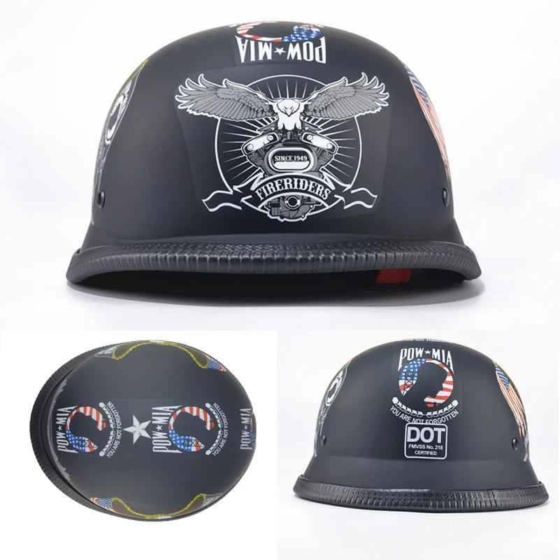 Motorcycle Helmet German Vintage Casco Moto Open Face Black Summer Retro Half Helmet Unisex Helmets Motorcycle Accessories