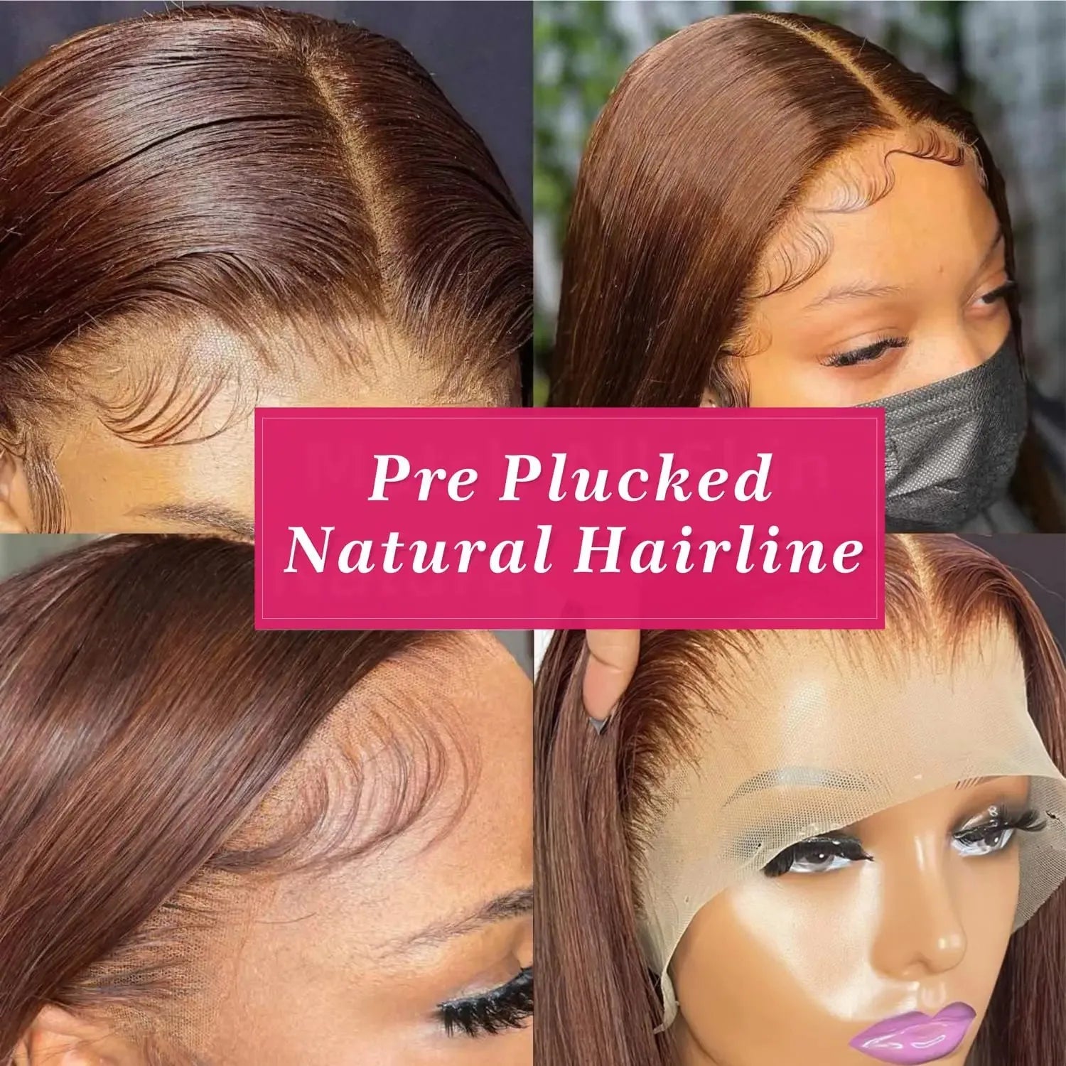 HD Chocolate Brown 13x4 Straight Lace Front Wig Brazilian 13x6 Lace Frontal Wigs For Women 100% Remy Human Hair Wig Pre Plucked