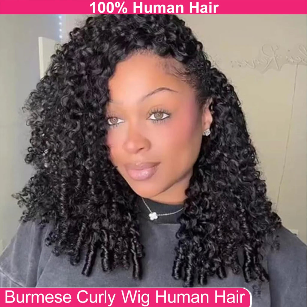 Burmese Curly 30 40 Inch 13x6 HD Lace Frontal Wig Human Hair Preplucked for Women 13x4 Lace Front Wigs Deep Wave with Spiral End