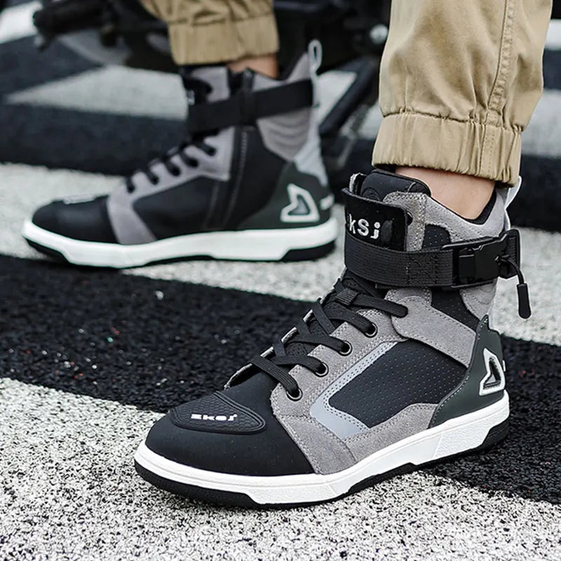 Men's Motorcycle Boots Breathable Anti-fall Rider Road Racing Casual Shoes Man Motorbike Boot TPU Protection Motos Shoes