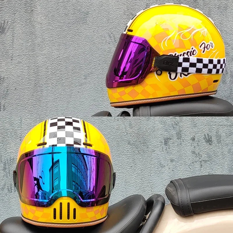 ORZ Retro Motorcycle Full Helmet Motorcycle Helmet Four Seasons Couple Street Bike Helmet Riding Cascos Para Moto