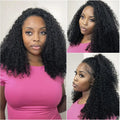 Curly Human Hair 3 IN 1 Half Wig Deep Wave Water Wave With Drawstring Flip Over Glueless Half Wigs For Women 200% Density