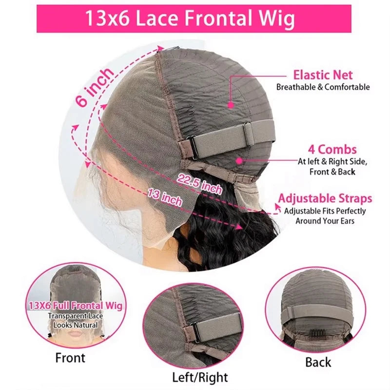 Brazilian P1B/30 Body Wave 220% Density 13x6 Transparent HD Lace Front Wigs Colored Highlight 100% Human Hair Wigs Pre Plucked
