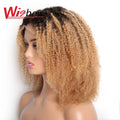 Ombre Human Hair 4x4 Closure Wig For Women Brazilian Hair Short Human Curly Wigs Mid Part Lace Wigs With Pre-Plucked T1B/27/30