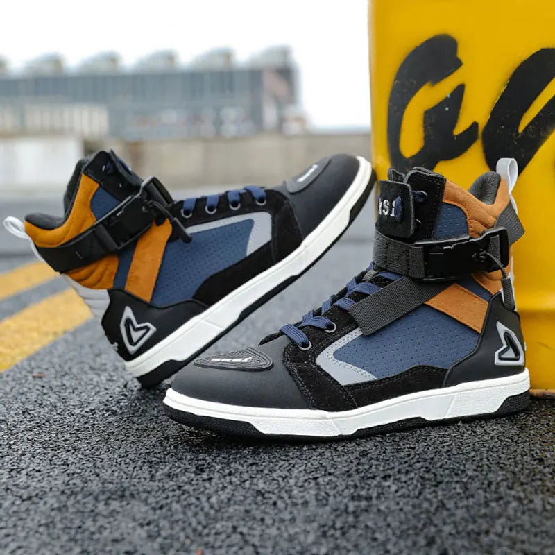 Men's Motorcycle Boots Breathable Anti-fall Rider Road Racing Casual Shoes Man Motorbike Boot TPU Protection Motos Shoes