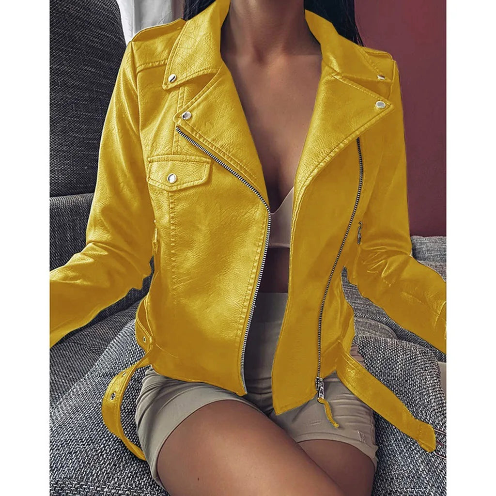 Women's Leather Jacket 2022 Autumn Winter New Short Coat Pu Motorcycle Clothing Slim Winter Leather Jacket