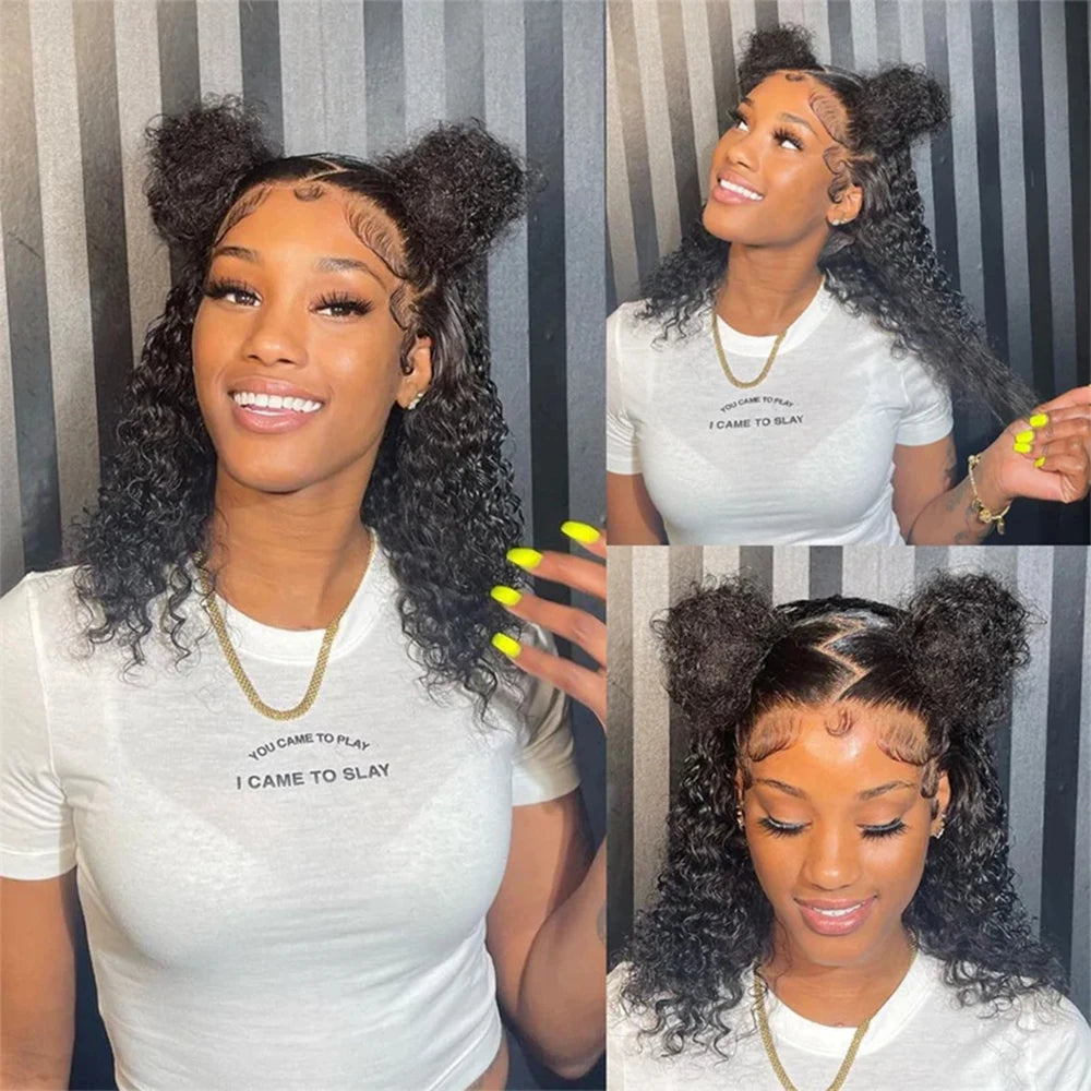 200 Density Remy Water Wave Curly Short Bob Wig Deep Wave 13x4 Lace Frontal Human Hair Wigs Cheap Wigs For Women 8-14 Inches
