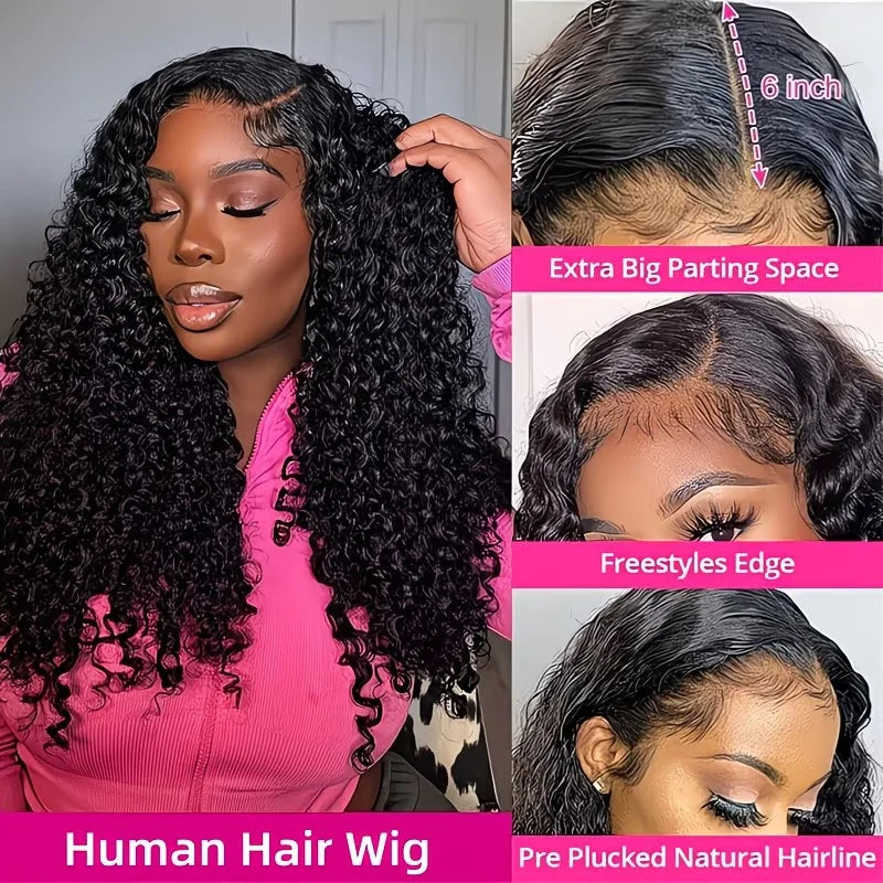 40 Inch Burmese Curly Kinky HD Lace Front Pre-Plucked 13x6 Full Lace Base & Spiral End Wig for Natural Volume Bouncing Curls