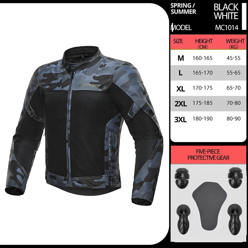 Motorcycle Jacket Anti-fall Breathable Summer Men Coat Moto Protective Gear Motorbike Riding Clothing Moto Jacket