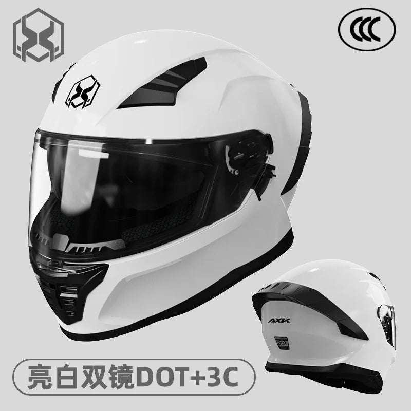 Full Face Motorcycle Helmet Latest DOT Approved  Racing Helmets Winter Warm Double Visor Motorbike Sports Safety helmet