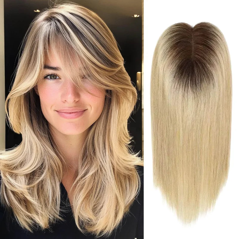 6 Colors Available Human Hair Topper Wig 4x4.5 Lace Frontal 12 Inch Hand-Tied 4 Clips 48H Ship #1B #2 #4 #613 #10/6 #613/BC Dura
