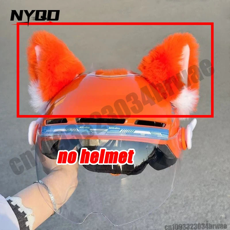 Motorcycle Helmet Orange Ear Decorations Animals Cat Ears Accessories for Ski Electric Scooter Helmets Cascos Para Moto