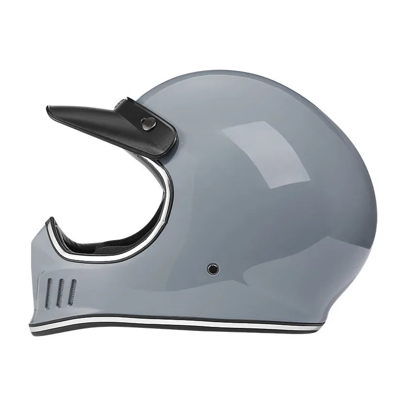 Vintage Full Face Motorcycle Motocross Helmet ABS Shell Lightweight Casque High Quality Casco Moto Four Seasons Cruise