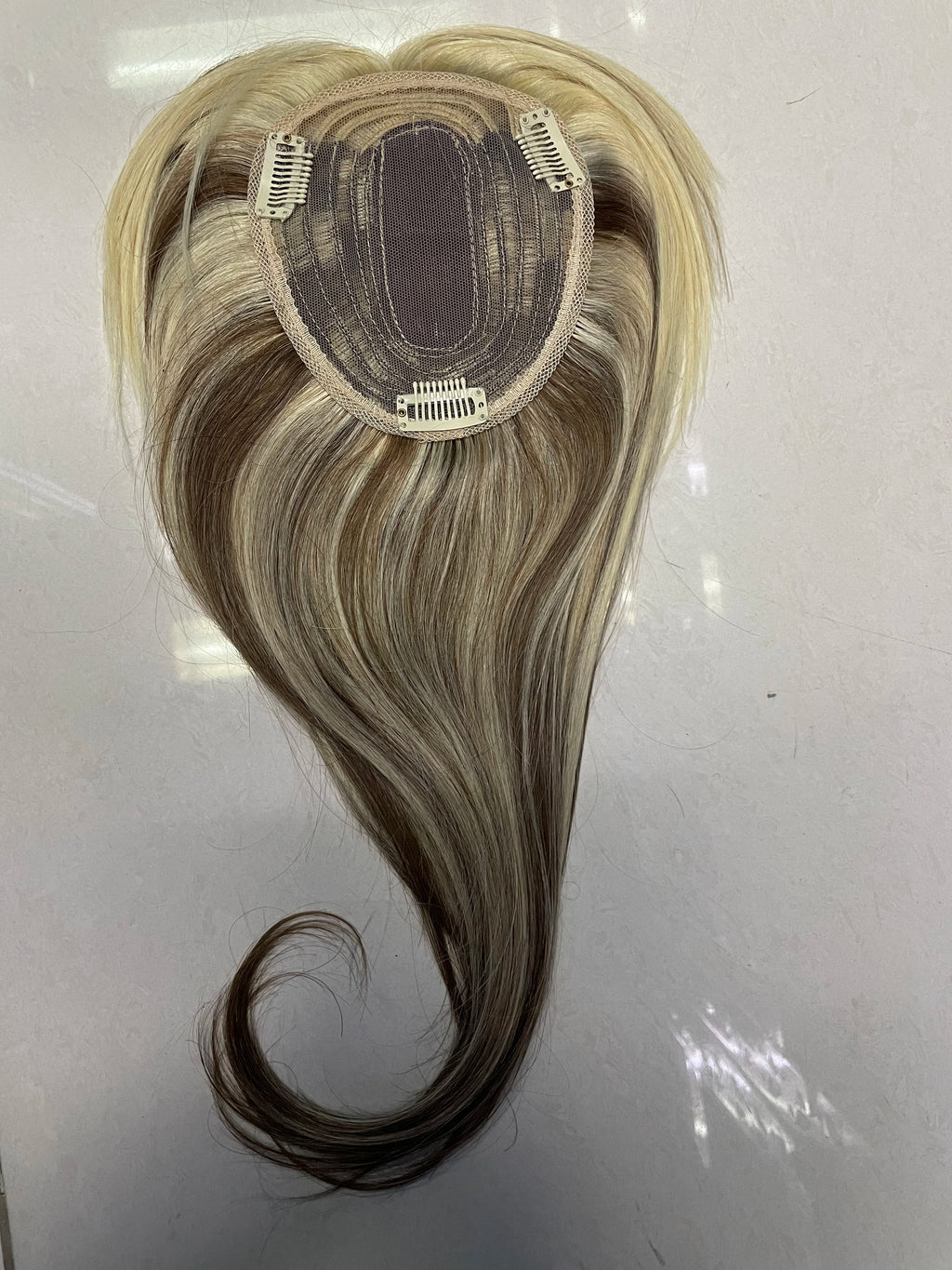 Women Topper Human Hair Straight Silk Top Human Hair Wigs Machine Made Clip in Remy Hair Toupee Silk Base Human Hair System Unit