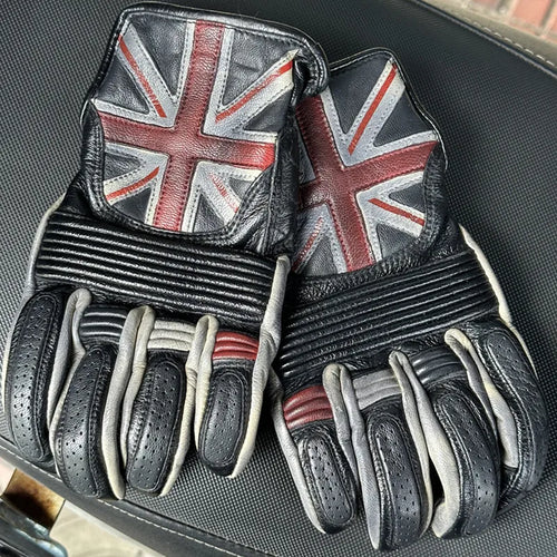 A pair Unisex Retro Genuine Leather Motorcycle Gloves Breathable protection Scooter Motocross Driving Gloves Touch Screen