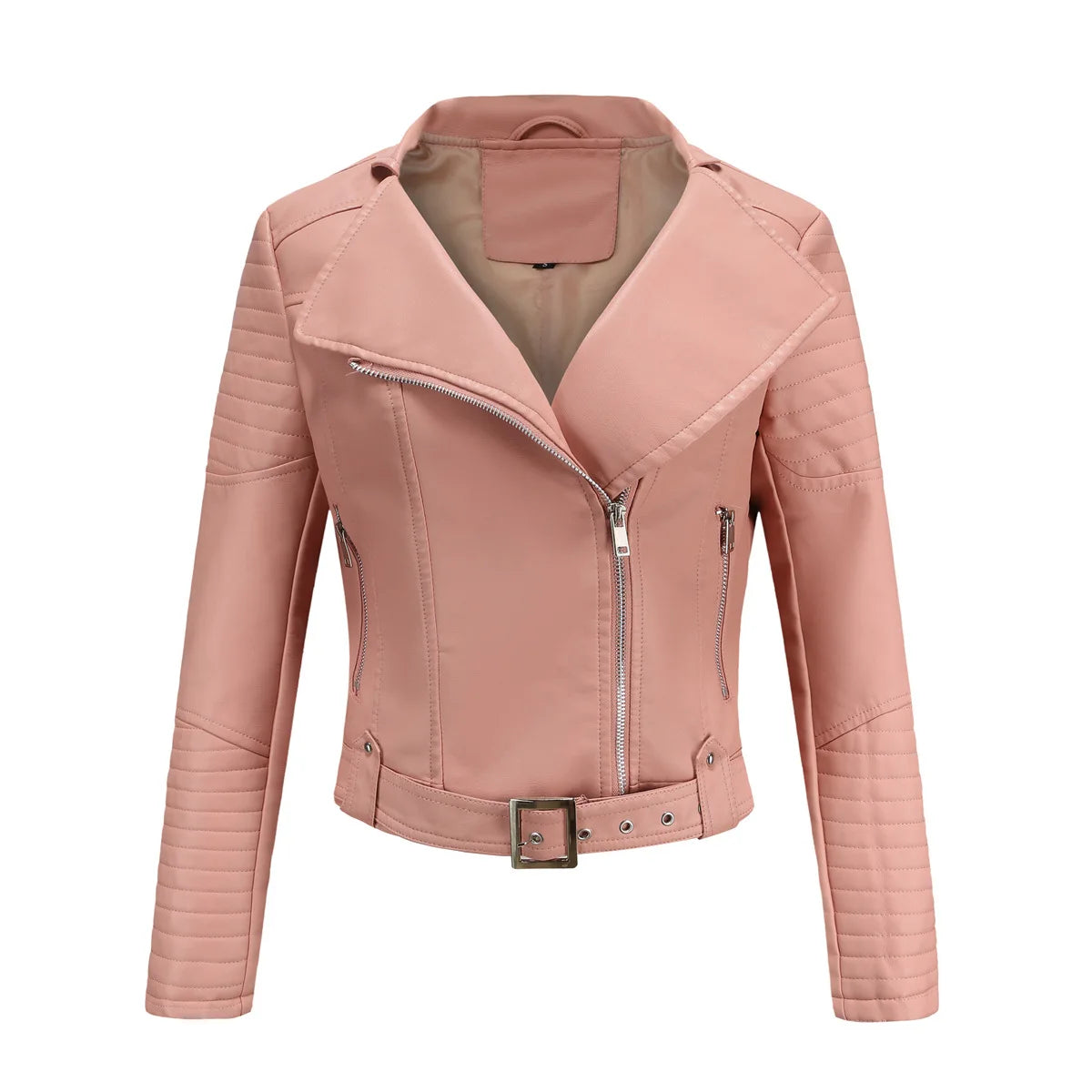 black high-quality clothing Leather coat spring women leather jacket slim motorcycle clothing Zipper fashion jackets and coats