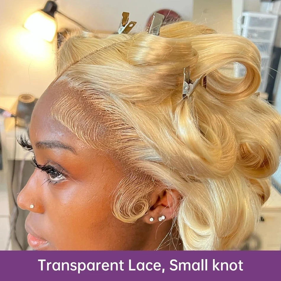 613 13x6 Lace Front Wigs Human Hair 100% Body Wave Blonde Lace Frontal Wigs 220 Density 40 Inch Natural Hairline With Baby Hair