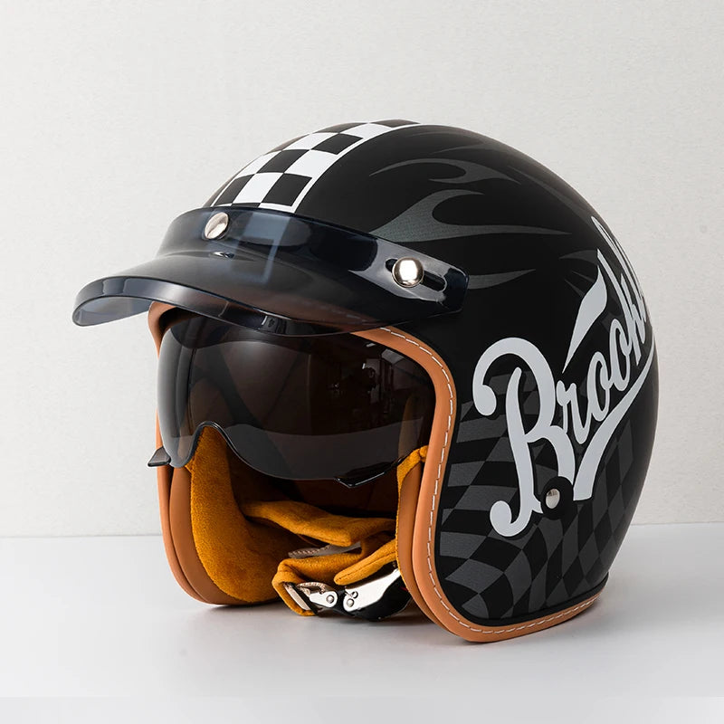 Japanese Korean style Female Men Motorcycle Little Helmet Open Protective Capacete DOT  Safety Vintage motocross