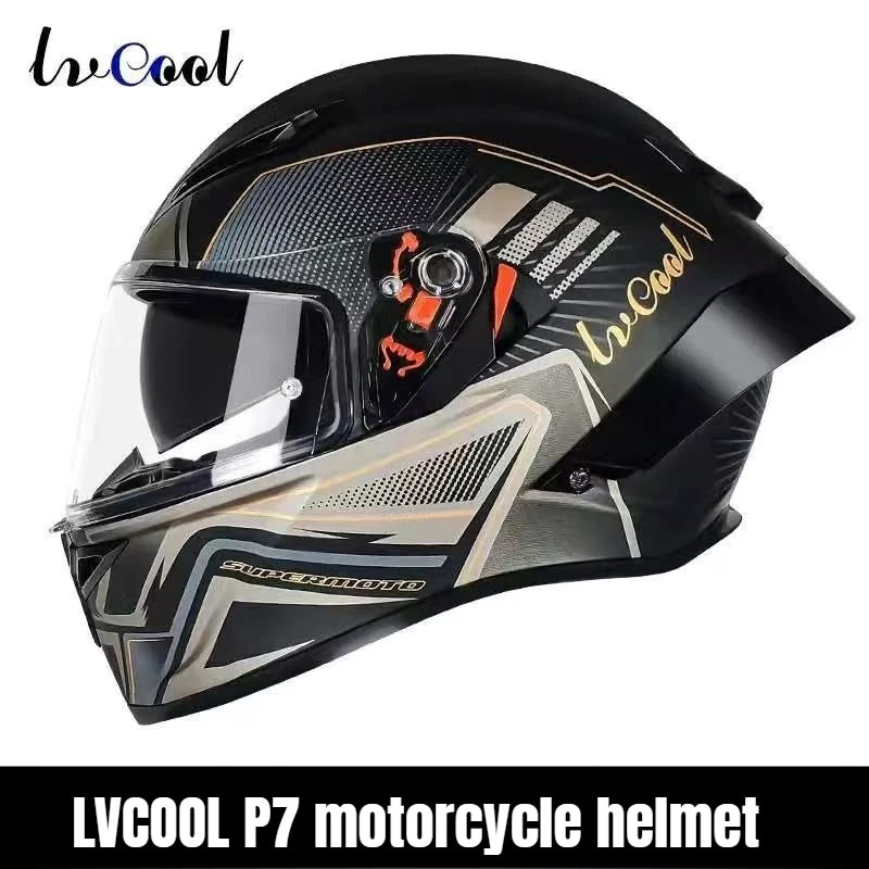 DOT Big Head Full Face Motorcycle Helmet Motocross Racing Helmets Moto Adult Motorbike Street Touring Riding For LVCOOL P7