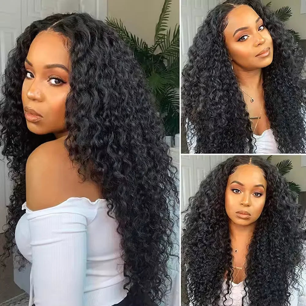 V Part Curly Human Hair Wig 16-32 Inches 200 Density V Shape Wig Natural Brazilian Hair Wig For Black Women Remy Hair Wigs