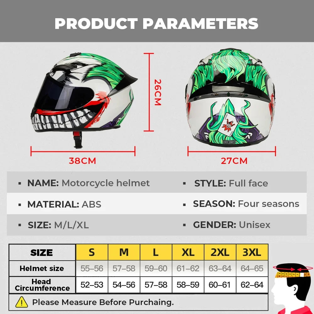KEMITOUR Motorcycle Helmet Full Face Racing Motocross Helmet Moto Adult Motorbike Helmets For Street Touring Riding Clown