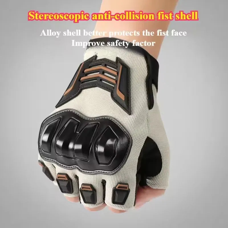 Breathable Motorcycle Gloves Half Finger Wear-Resistant Anti-Slip Racing for Outdoor Cycling Electric Bike Anti-Fall Protection