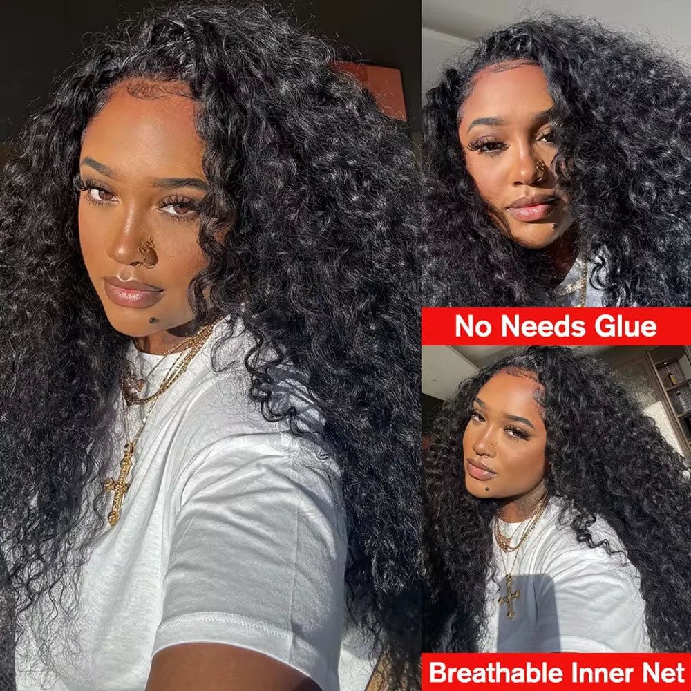 16-32 Inch Human hair Wigs Kinky Curly Headband Wig Upgrade 3 IN 1 Half Wig With Drawstring Seamless Clip Ins High Density Wigs