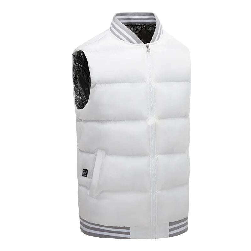 Thickened Down Cotton Heating Vest USB Charging Unisex Sleeveless Couple Outerwear Motorcycle Rider Vest Autumn Winter Warmth