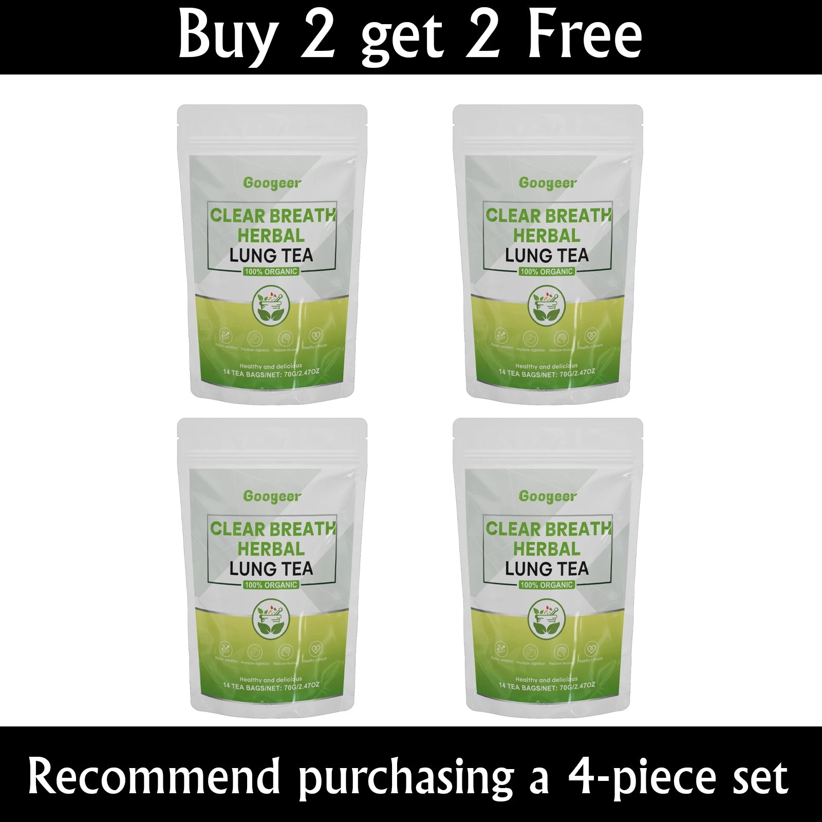GOOGEER Clear Breath Herbal Lung Tea Herbal Respiratory Supplement for Lung Cleanse Support Better Respiratory Immune Function