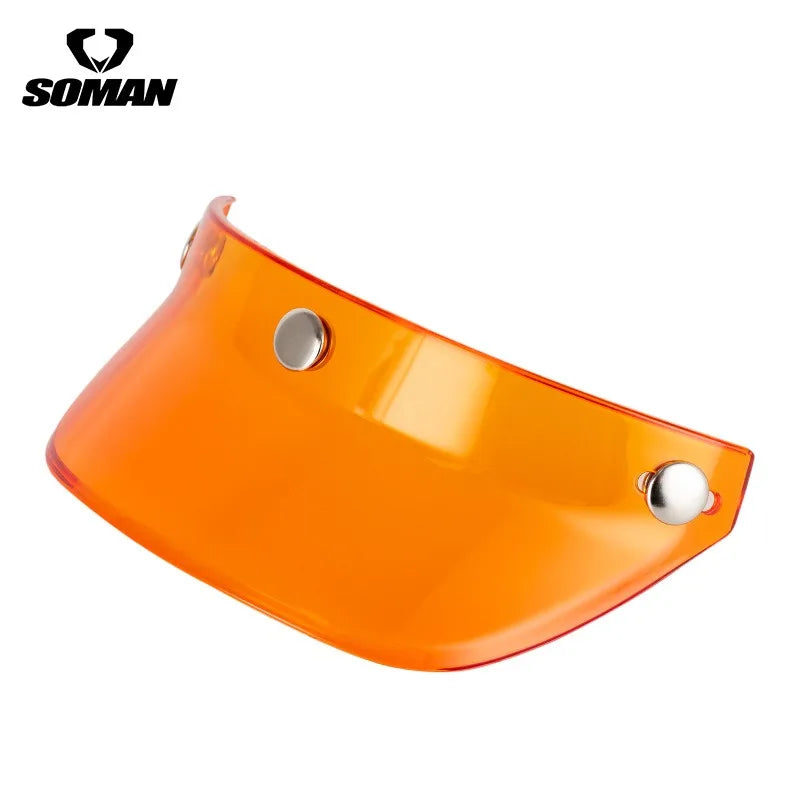 Motorcycle Half Helmet Brim Retro Three-button Locomotive Sunshade Visor Small Helmet Body Lens Accessories