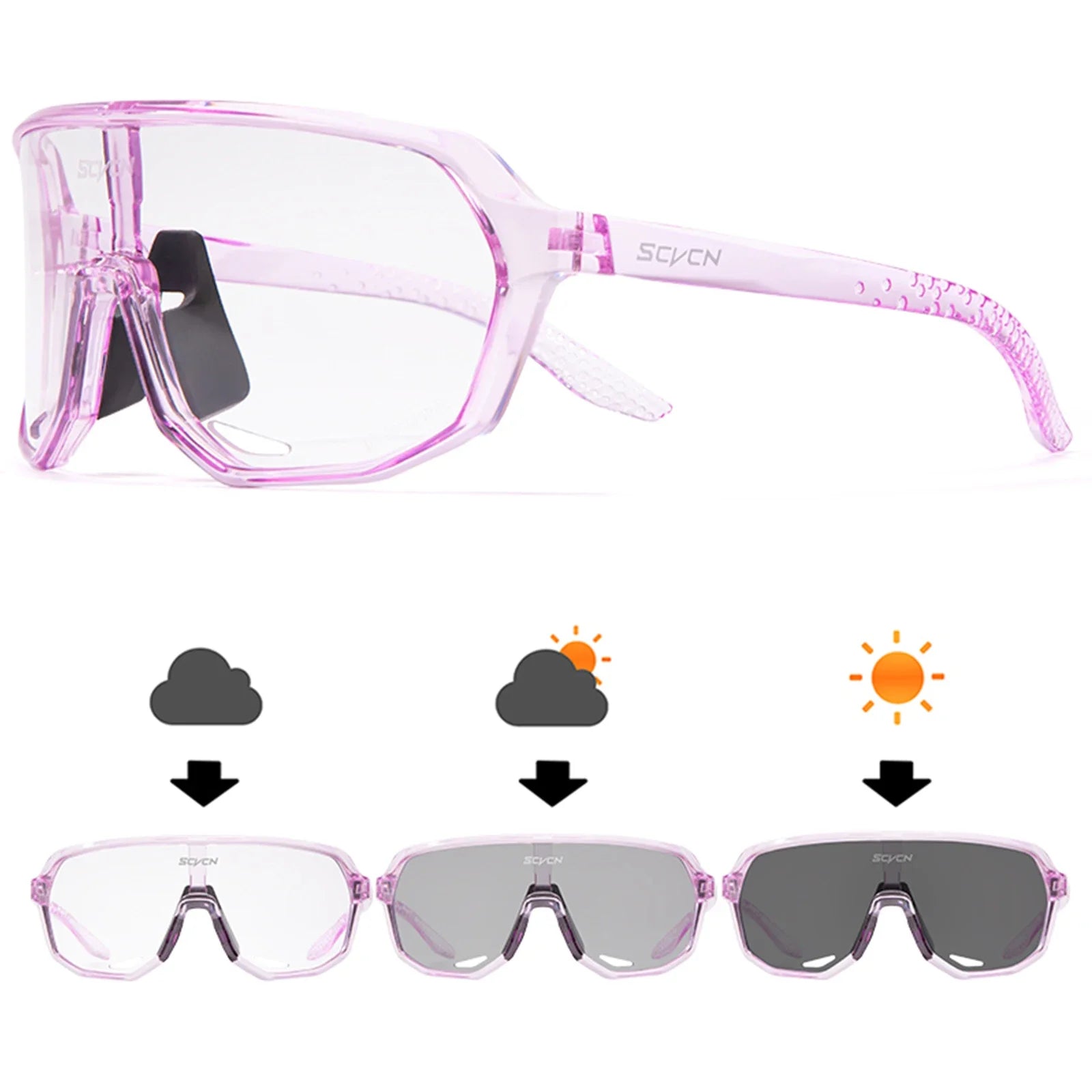 SCVCN New Photochromic Cycling Glasses Motorcycle Bike Riding Outdoor Sport Cycling Sunglasses Men Women Hiking UV400 Goggles