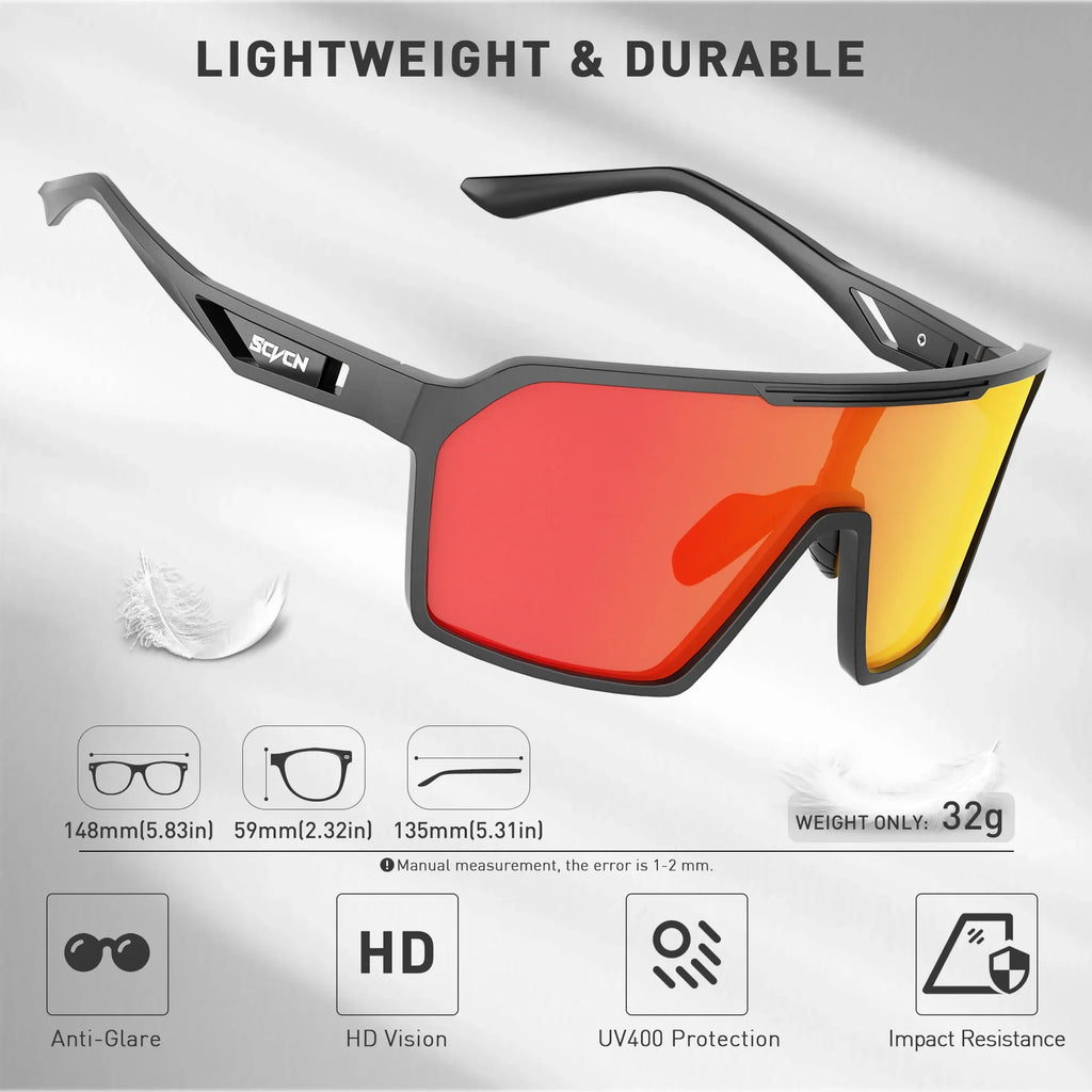 SCVCN Outdoor Cycling Sunglasses Motorcycle Riding Goggles UV400 Windproof Eyewear For Men Women Running Bicycle Glasses