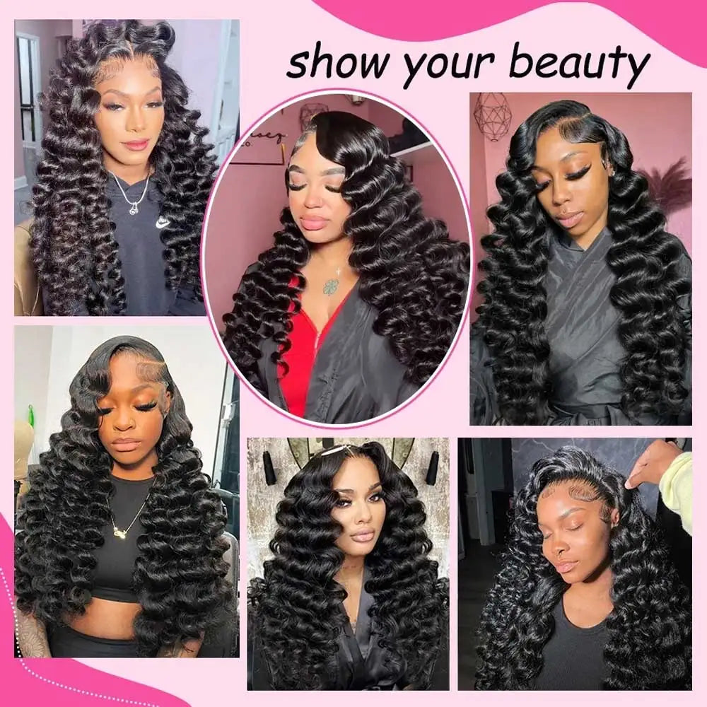 42 40 Inch Human Hair 13x6 13x4 HD Lace Frontal Wig Glueless Loose Deep Wave Curly Human Hair Full Lace Front Wig Preplucke