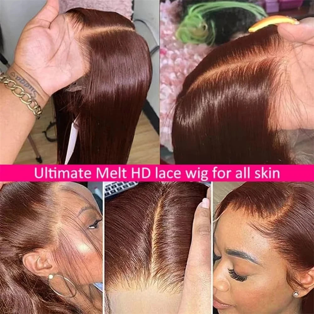 Nexora Brown Human Hair Wig Straight Hd Lace Frontal Wig 13x6 Chocolate Brown Bleached Knoted Brazilian Wigs Original Flash Sale