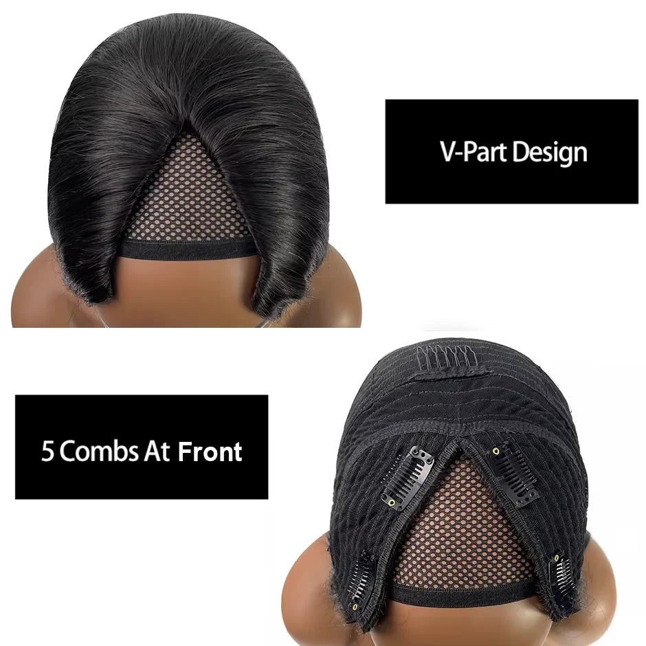 30 32 Inch Wear And Go Straight V Part Wig 100% Raw Human Hair 250% Density V Part Human Hair Wigs for Women Natural Remy Hair