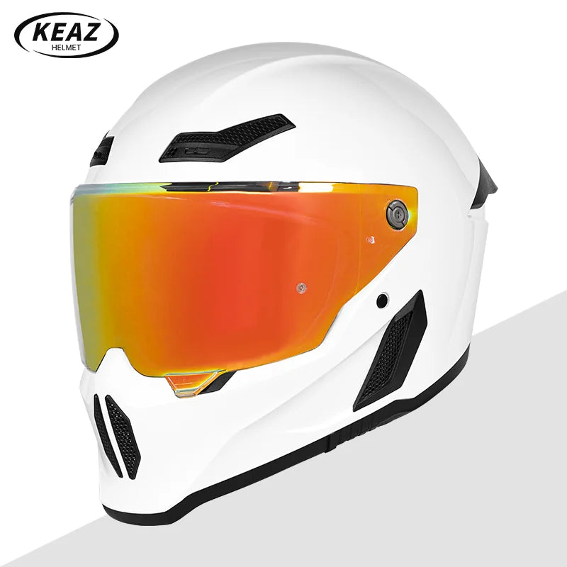 Personalized Retro Black Motorcycle Helmet Men Women Full Helmet for Motorcycles DOT Cover Suitable for All Seasons and Anti-Fog