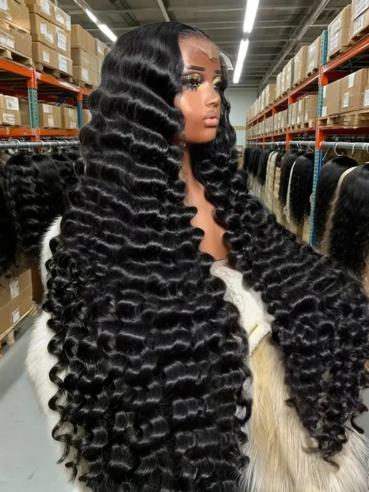 30 Inch Loose Deep Wave 13x6 360 HD Lace Front Wigs Human Hair 220 Density Brazilian Curly 4x4 Lace Closure Wig Preplucked