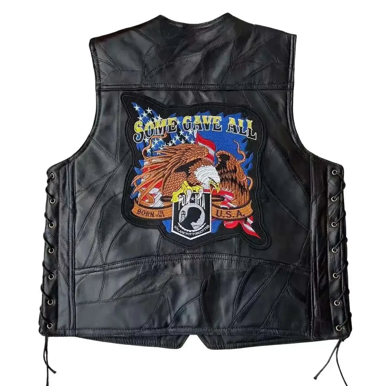 lili 123S-4XL Style American Classic Harley Motorcycle Riding Leather Vest For Men's Camisole Embroidered Badge Desig
