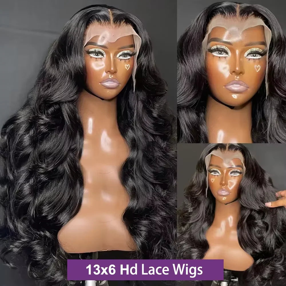 40 42 Inch Real Raw Body Wave Human Hair Wigs HD Lace Front Wig Black Pre Plucked 13x6 Wet And Wavy Lace Frontal Wig Human Hair