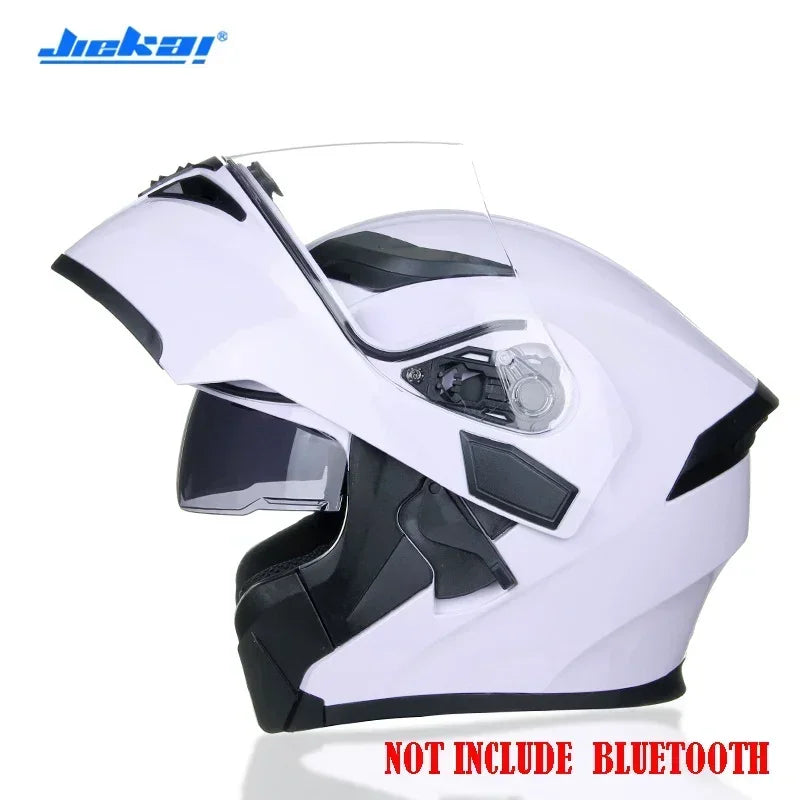 NEW Bluetooth Helmet Flip Up Visor Dual Lens Casco Moto Cool Motorcycle Helmet Full Face Casco Black Motorbike Helmets Modular