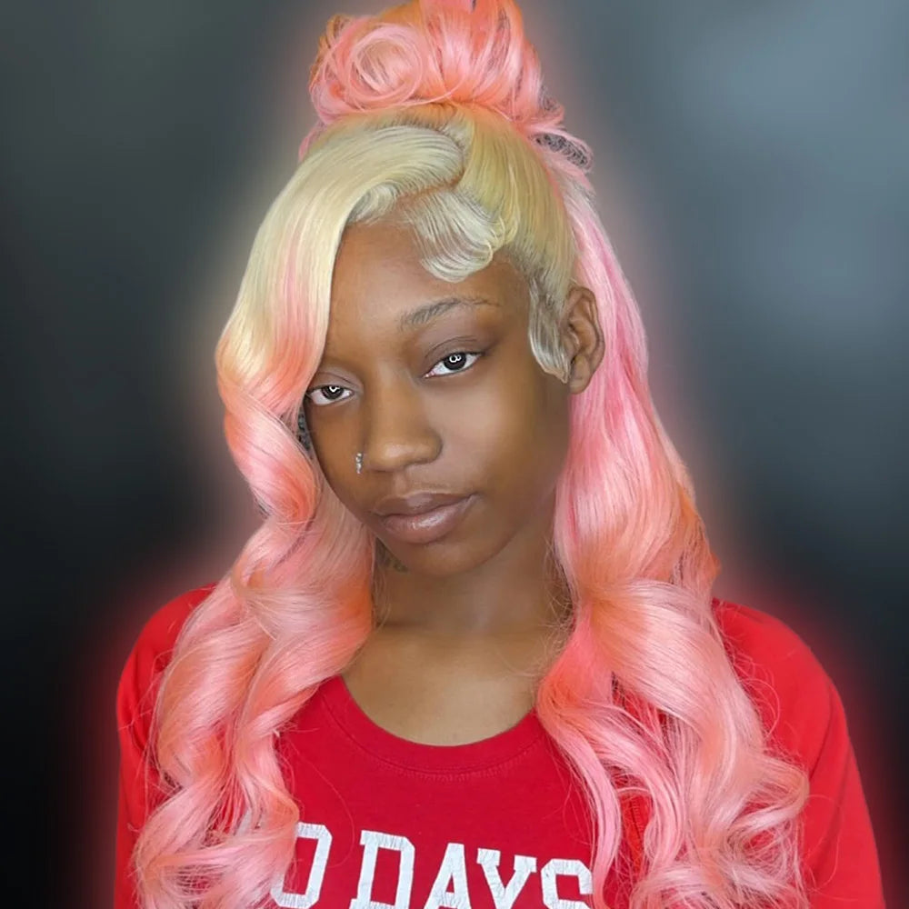 Blonde 613 Colored Pink 13x4 13x6  Lace Front Human Hair Wig  For Women Pre-Plucking Brazilian Body Wave Ombre Lace Frontal Wigs